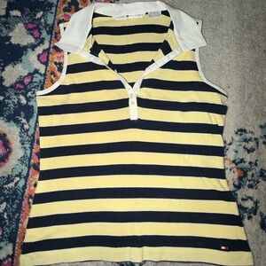 Tommy Hilfiger Black and Yellow Striped Tank Top